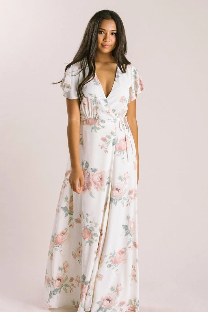 Everly Bridal Petite Charlotte Floral Wrap Maxi Dress