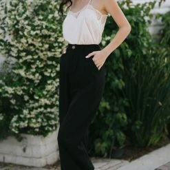 Aaron & Amber Agnes Pleated Wide Pants Work Essentials