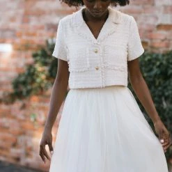 Storia Adeline Tweed Button Top