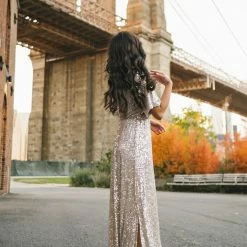 Sage Celia Silver Sequin Maxi Dress