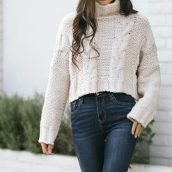 Aakaa Clothing Addie Cable Knit Turtleneck