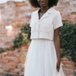 Storia Adeline Tweed Button Top