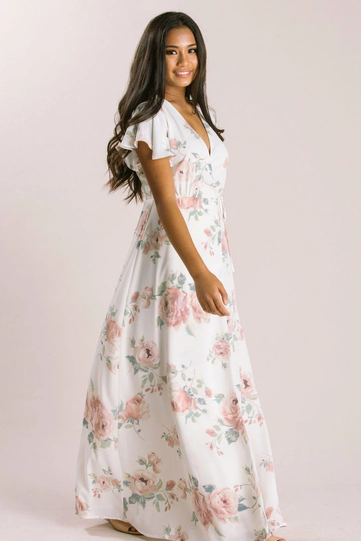 Everly Bridal Petite Charlotte Floral Wrap Maxi Dress