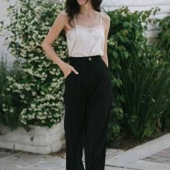 Aaron & Amber Agnes Pleated Wide Pants Work Essentials