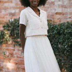 Storia Adeline Tweed Button Top