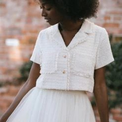 Storia Adeline Tweed Button Top