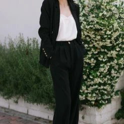 Aaron & Amber Agnes Pleated Wide Pants Work Essentials