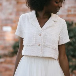 Storia Adeline Tweed Button Top