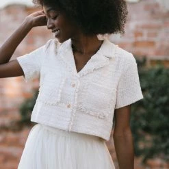 Storia Adeline Tweed Button Top