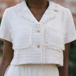 Storia Adeline Tweed Button Top