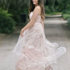 Maniju Ellen Floral Tulle Maxi Dress Bridal