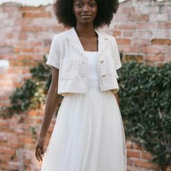 Storia Adeline Tweed Button Top