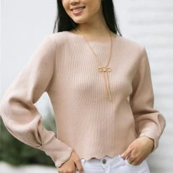 Lush Brooke Scallop Hem Sweater
