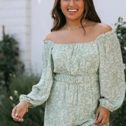 Peach Love California Clothing Alba Puff Sleeve Romper