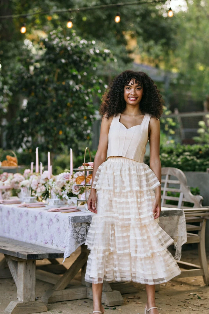 Calista Alexia Tiered Midi Skirt Maternity Friendly