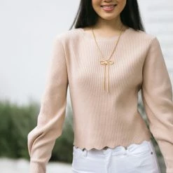 Lush Brooke Scallop Hem Sweater