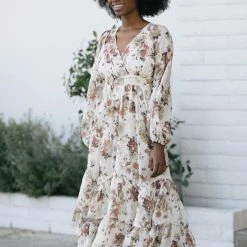 Storia Roseanne Surplice Midi Dress Maternity Friendly