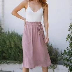 Vanilla Bay Maternity Friendly Eileen Bow Midi Skirt