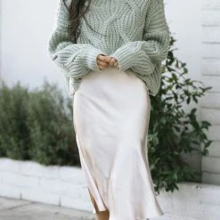 Audrey 3+1 Judith Satin Midi Skirt