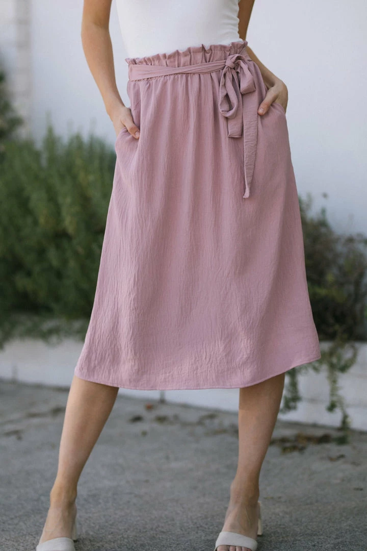 Vanilla Bay Maternity Friendly Eileen Bow Midi Skirt