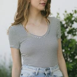 HYFVE Basics Angie Striped V-Neck T-Shirt