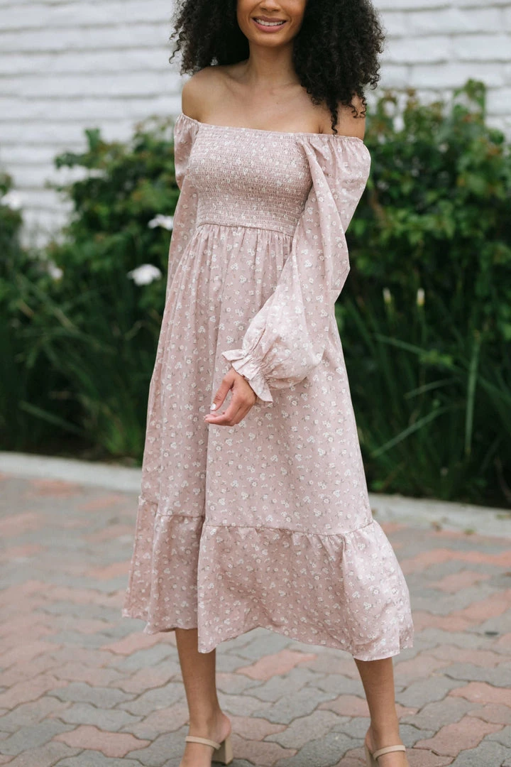 Blu Pepper Aja Smocked Midi Dress