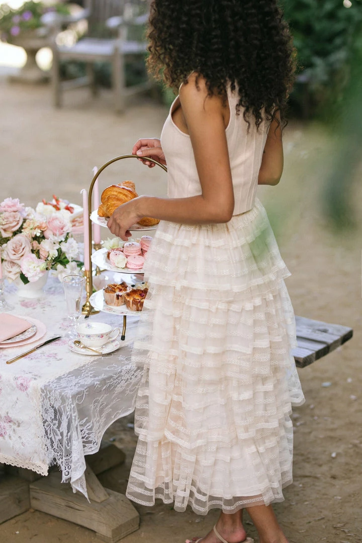 Calista Alexia Tiered Midi Skirt Maternity Friendly