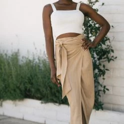 Aakaa Clothing Athena Side Tie Wrap Midi Skirt
