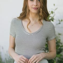 HYFVE Basics Angie Striped V-Neck T-Shirt