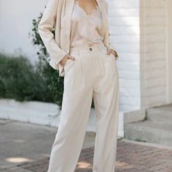 Aaron & Amber Agnes Pleated Wide Pants Work Essentials