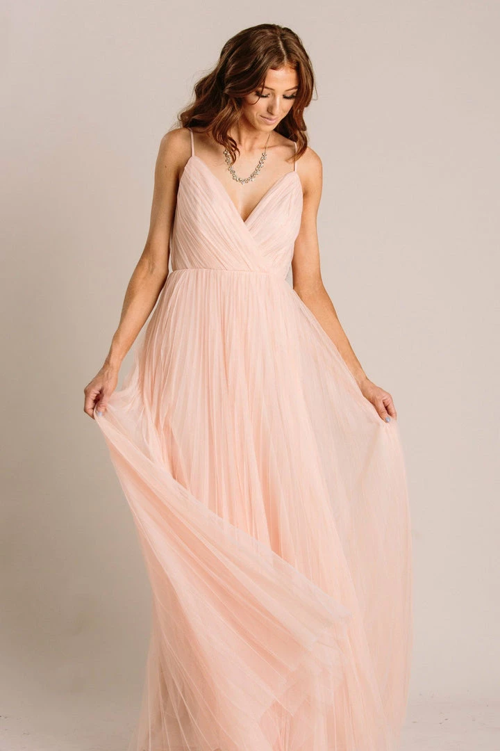 Maniju Scarlett Tulle Pleated Maxi Dress