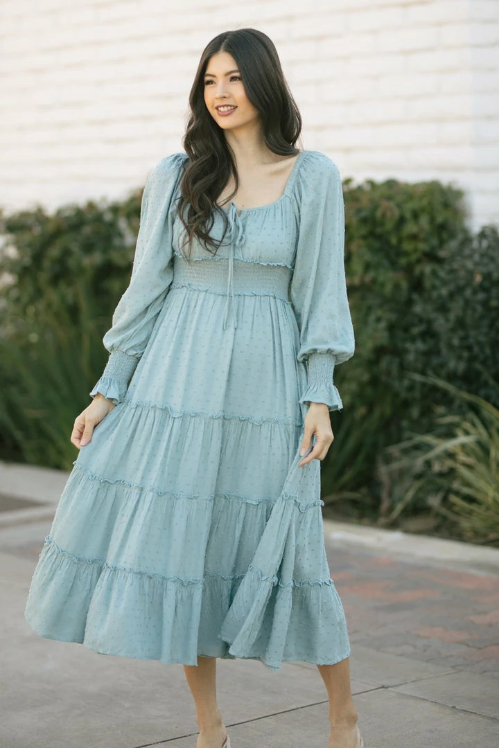 In Loom Joanne Smocked Dotted Midi Dress