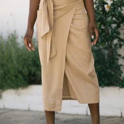 Aakaa Clothing Athena Side Tie Wrap Midi Skirt