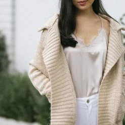 Lush Cassie Lapel Knit Cardigan