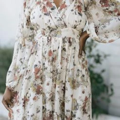 Storia Roseanne Surplice Midi Dress Maternity Friendly