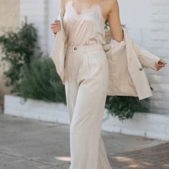 Aaron & Amber Agnes Pleated Wide Pants Work Essentials