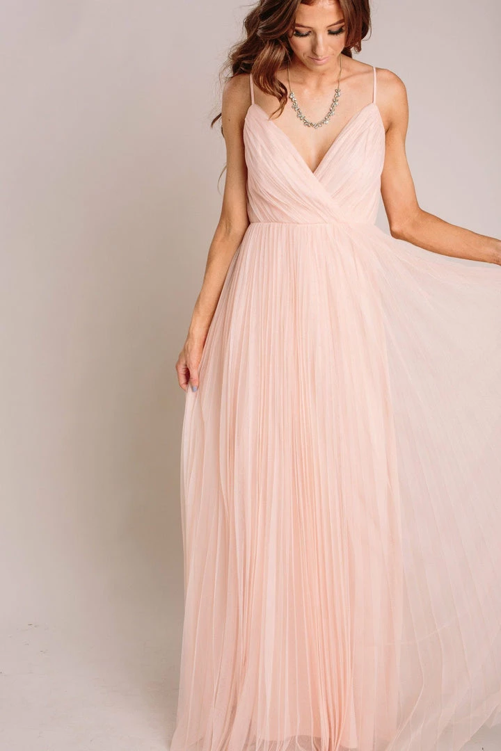 Maniju Scarlett Tulle Pleated Maxi Dress