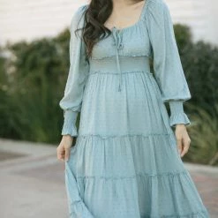 In Loom Joanne Smocked Dotted Midi Dress