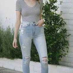 HYFVE Basics Angie Striped V-Neck T-Shirt