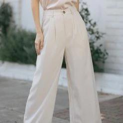 Aaron & Amber Agnes Pleated Wide Pants Work Essentials