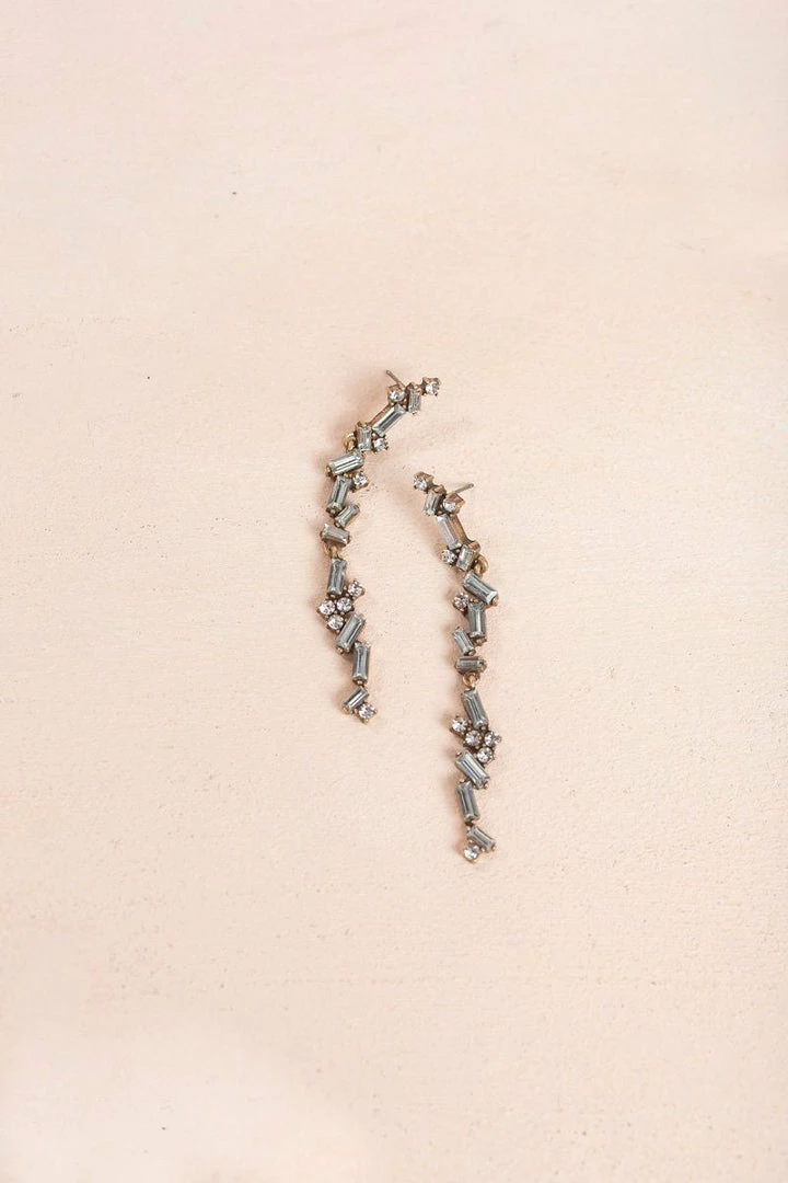 Morning Lavender Lena Crystal Baguette Dangle Earrings