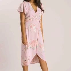 Everly Bridal Petite Kenley Floral Wrap Midi Dress