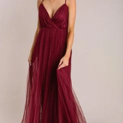 Maniju Scarlett Tulle Pleated Maxi Dress