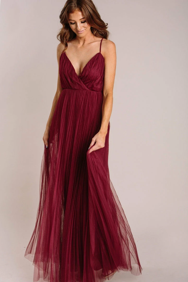 Maniju Scarlett Tulle Pleated Maxi Dress
