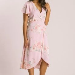 Everly Bridal Petite Kenley Floral Wrap Midi Dress