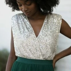 She + Sky Clothing Annie Sleeveless Sequin Bodysuit