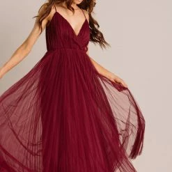 Maniju Scarlett Tulle Pleated Maxi Dress