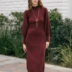 Lush Clothing Piper Mock Neck Puff Sleeve Dress