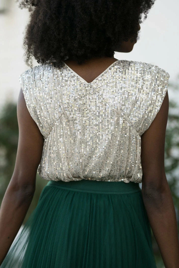 She + Sky Clothing Annie Sleeveless Sequin Bodysuit