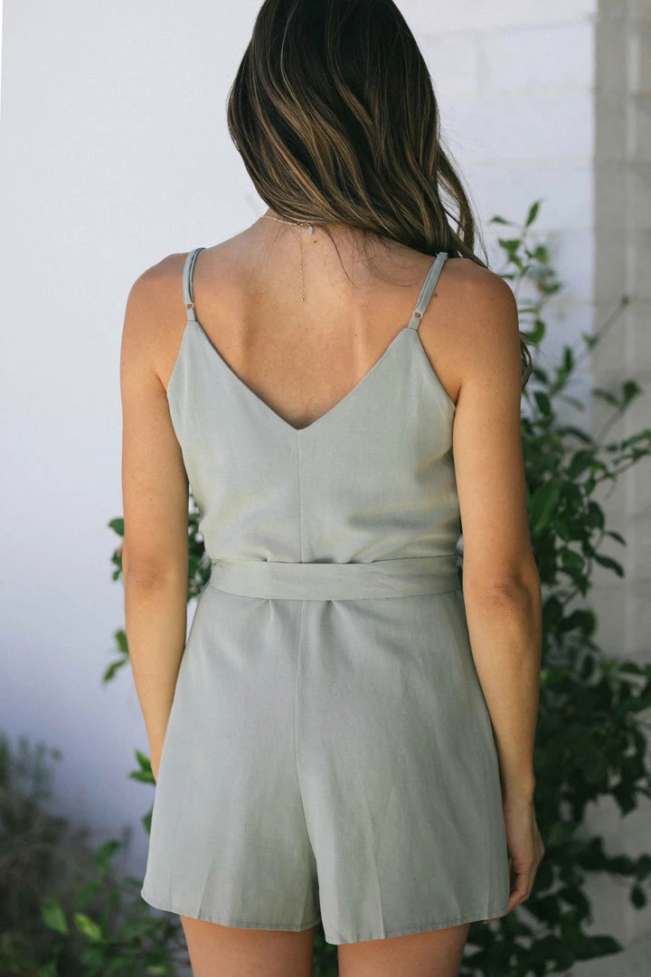 She + Sky Belen Cami Buttoned Romper Clothing